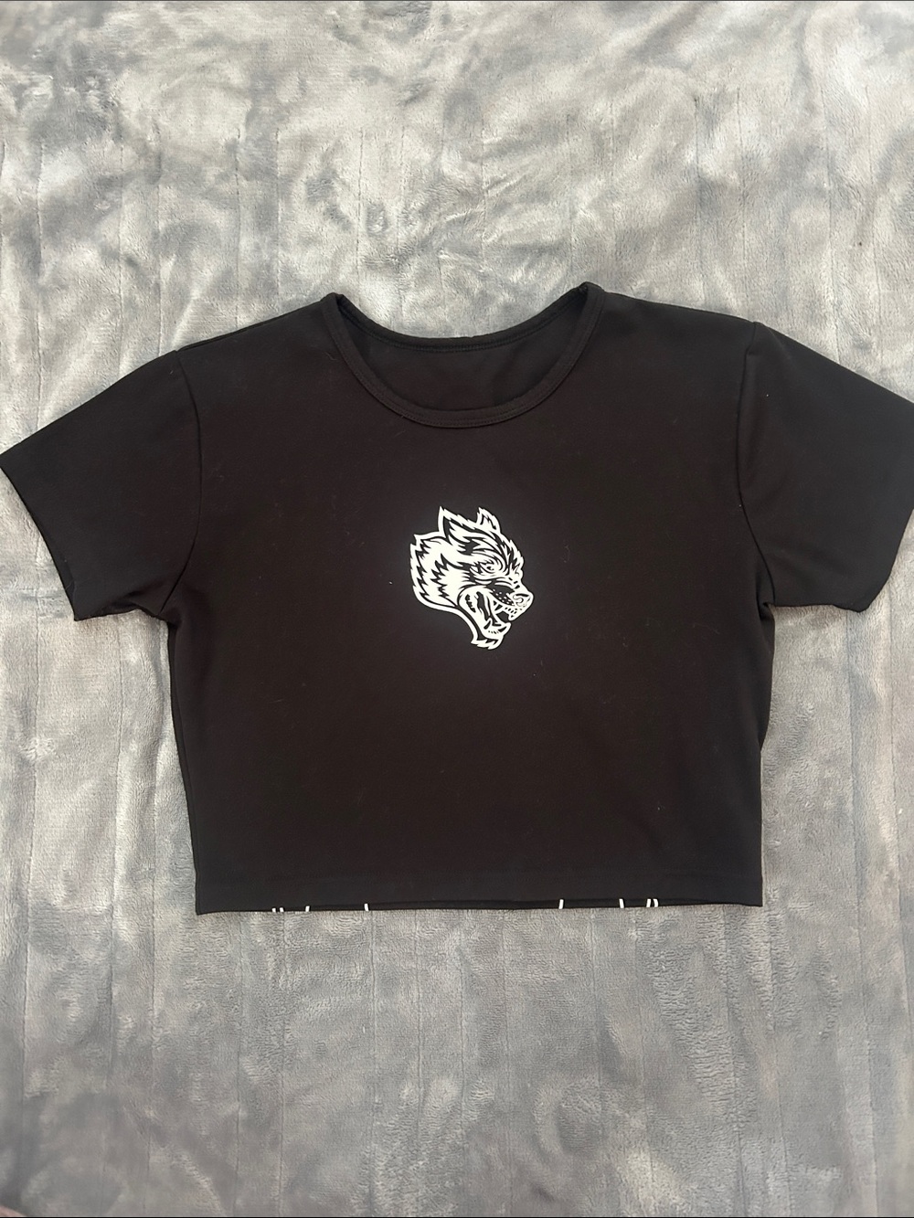 Darc Sport Black Crop Tee with White Wolf Graphic